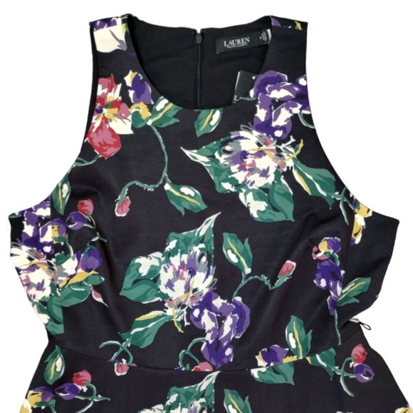 Ralph Lauren Black Label Fit and Flare Dress Pockets Floral - Picture 7 of 9